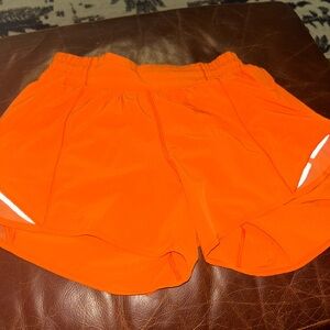 Bright orange lululemon Hotty hot shorts size 6 long